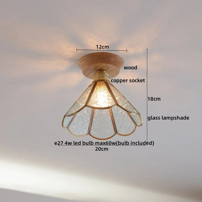 DecorBites™ Glass Wood LED Ceiling Light Modern Ceiling Lamp