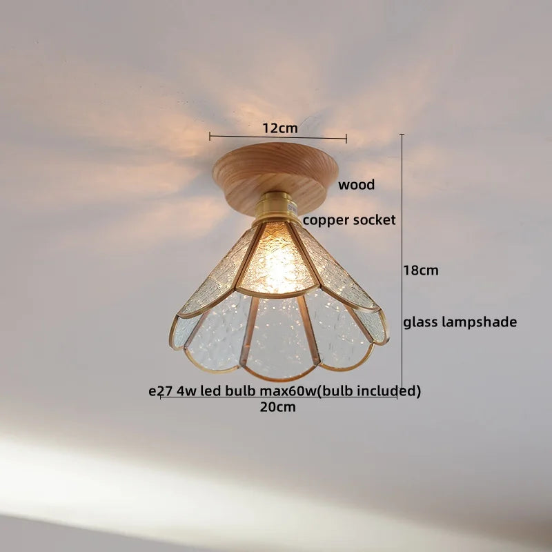 DecorBites™ Glass Wood LED Ceiling Lamp for Home Lighting and Decoration