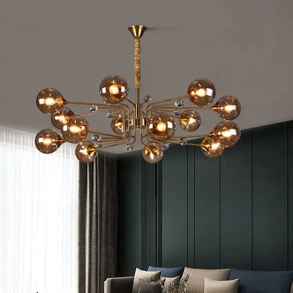 DecorBites™ Glass Bubble Chandelier: Luxury LED Glass Ball Suspension Lamp for Living Room, Bedroom, and Shop