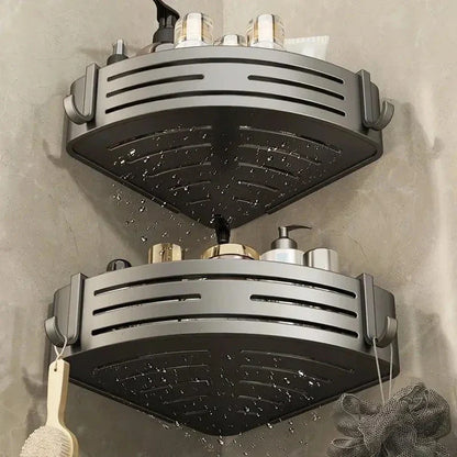 Organizador de estantes de esquina DecorBites™: Estante de almacenamiento de pared para baño y cocina