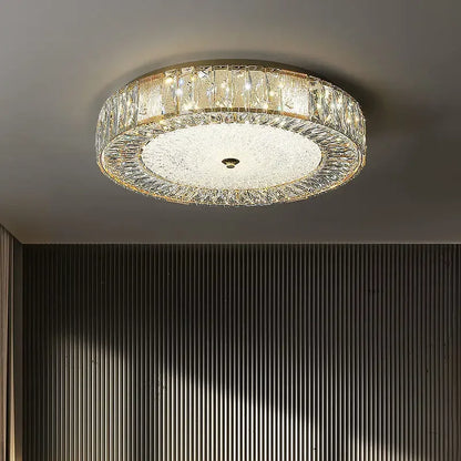 DecorBites™ Golden Crystal Ceiling Chandelier: Modern Luxury LED Light Fixture for Living Room