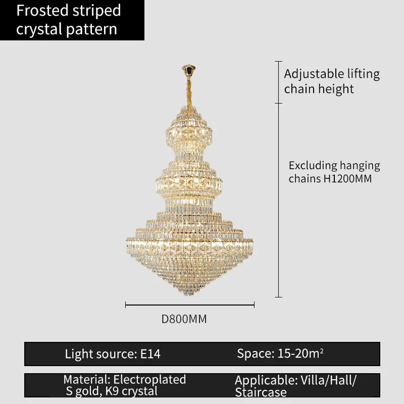 DecorBites™ Crystal Chandelier: Luxury High School High-End Living Room Light Fixture