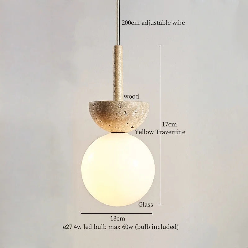 Decorbites™ LED Gelbe Travertin-Stein-Hängeleuchten | Wabi Sabi Vintage Hängelampe