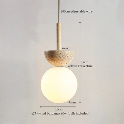 Decorbites™ LED Gelbe Travertin-Stein-Hängeleuchten | Wabi Sabi Vintage Hängelampe