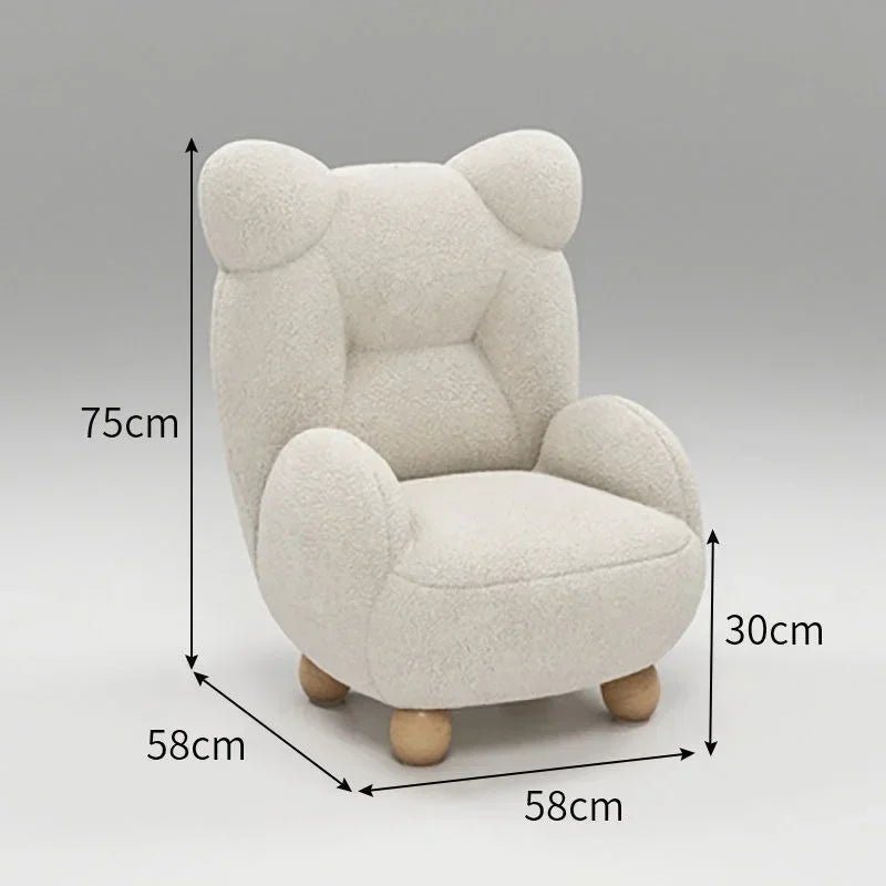 DecorBites™ Kids' Lamb Velvet Bear Sofa Chair: Cute & Cozy Single Seat for Bedroom & Living Room