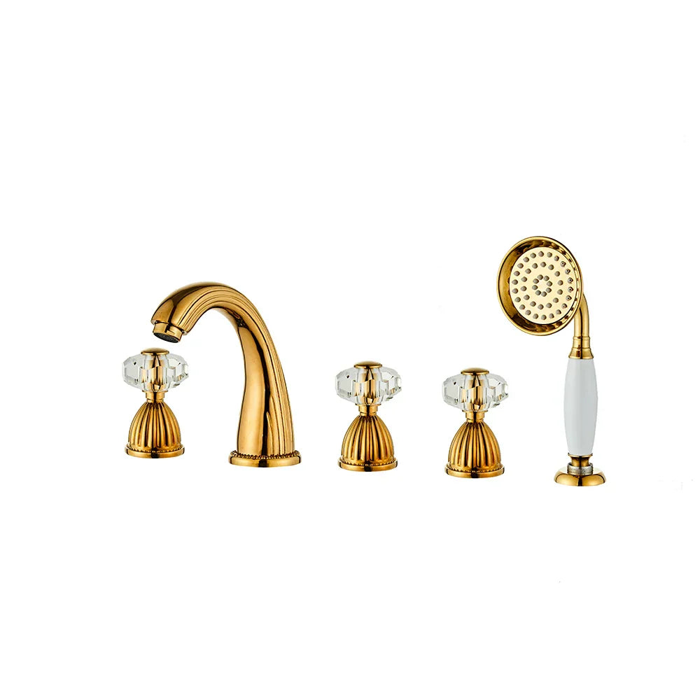 Gold Crystal Brass Faucet Set