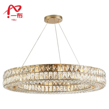 Lámpara de araña colgante circular de cristal DecorBites™ - Iluminación de lujo para decoración de interiores