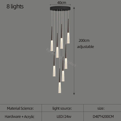 DecorBites™ مصباح مخروطي أكريليك معلق لسلالم الفيلا والمطبخ والمطعم.