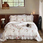 Decobites French Rose Flowers Print Bedding Set, Elegant Ruffles Princess Collection