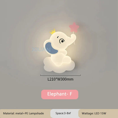 DecorBites™ Elephant Cartoon Wall Light PE Lampshade for Baby Room and School Hallway