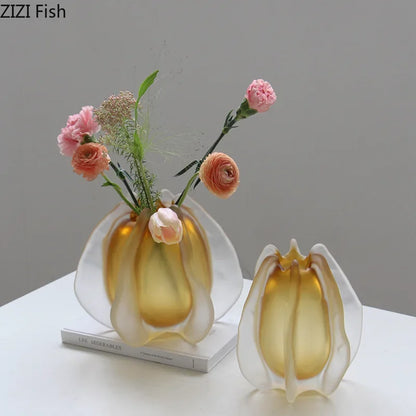 DecorBites™ Carambola Glass Vase: Stylish Floral Table Decoration & Room Accent