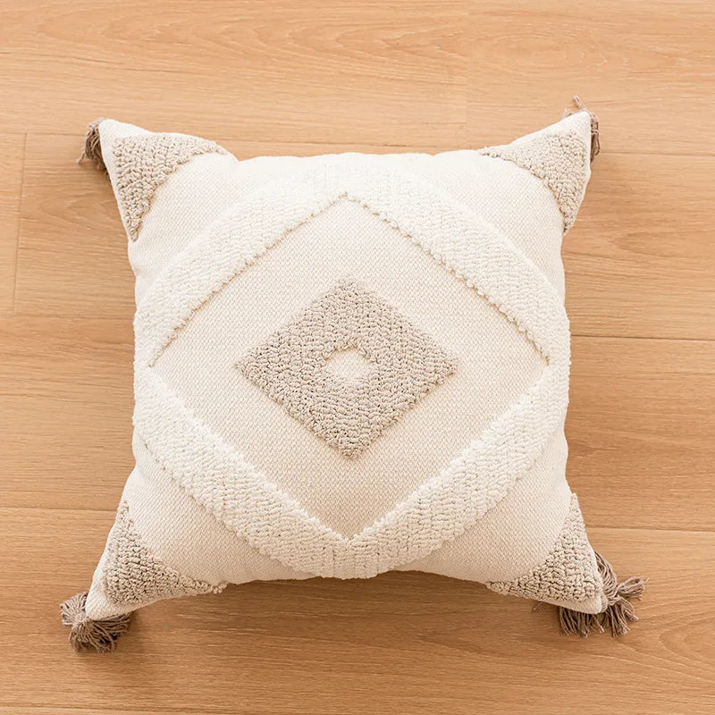 DecorBites™ Bohemian Tufted Tassel Pillow Case - Geometric Nordic Style Sofa Cushion