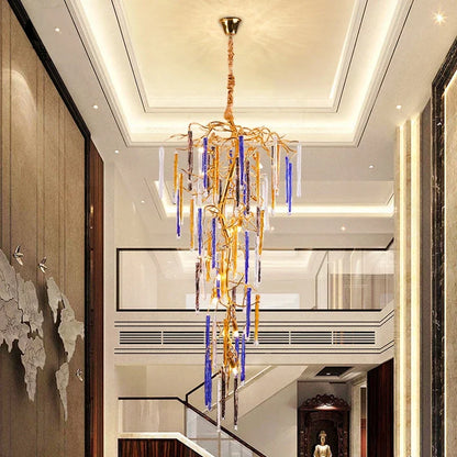 DecorBites™ Crystal Pendant Chandelier - Elegant Ceiling Light for Villa Stairwell & Hotel
