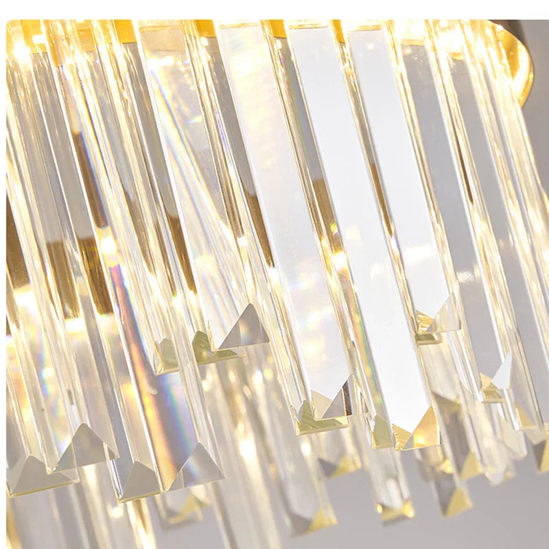 DecorBites™ Gold Crystal Ceiling Chandelier | Luxury Indoor Lighting for Living & Dining Room