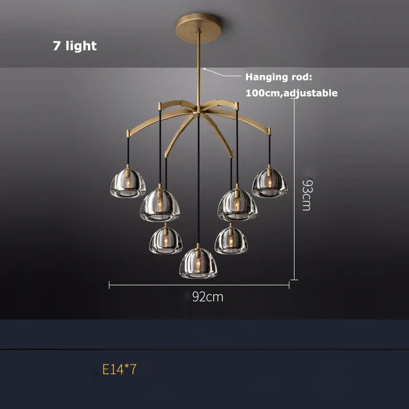 Decorbites™ Amerikanischer Kupferkristall-Kronleuchter: E14 LED Vintage-Deckenbeleuchtung für das Wohnzimmer