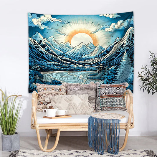 Decobites Sun Background Wall Tapestry for Home Decoration and Camping