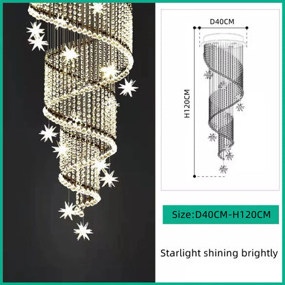 DecorBites™ Crystal Star LED Chandelier for Villa Staircase & Living Room Lighting