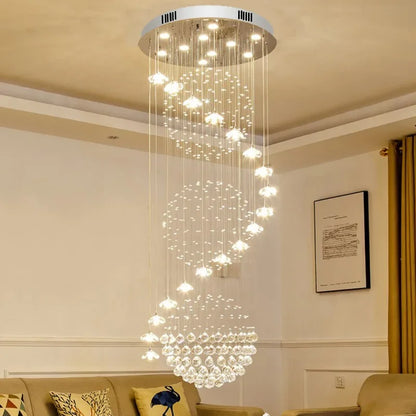 DecorBites™ Elegant Crystal Chandeliers for High Ceiling Living Room Foyer Staircase Lighting