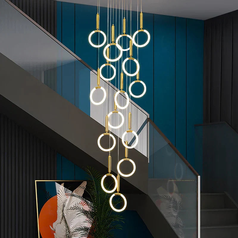 DecorBites™ Golden Acrylic Round LED Chandelier for Modern Nordic Living Room Kitchen