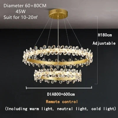 DecorBites™ Crystal LED Chandelier for Luxury Lighting in Living Kitchen Room