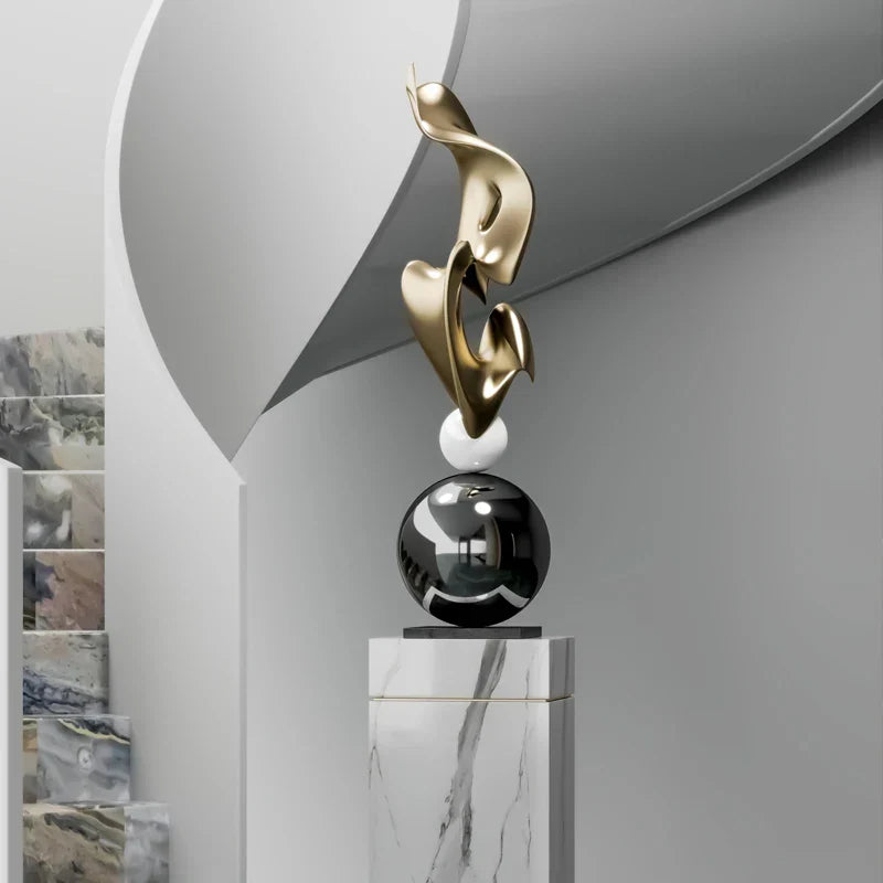 DecorBites™ Escultura artística geométrica electrochapada para una decoración moderna y lujosa del hogar