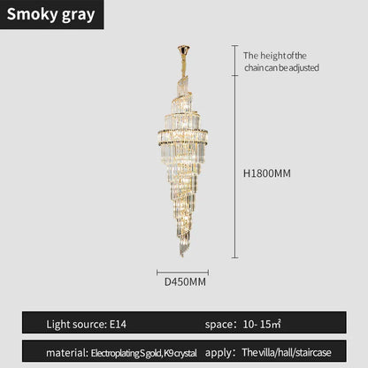 DecorBites™ Crystal Hollow Chandelier LED Light for Modern Luxury Living Room Loft