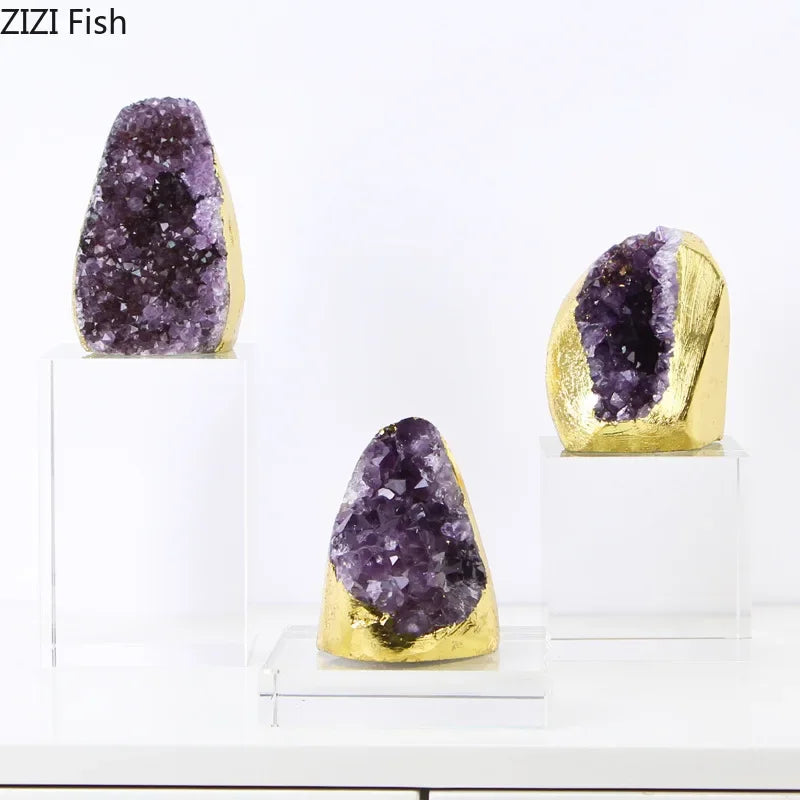 DecorBites™ Amethyst Crystal Base Desk Ornament for Room Aesthetics