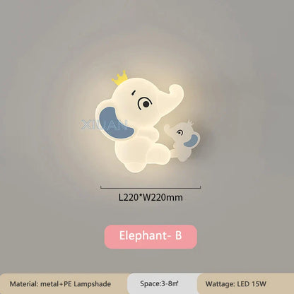 DecorBites™ Elephant Cartoon Wall Light PE Lampshade for Baby Room and School Hallway