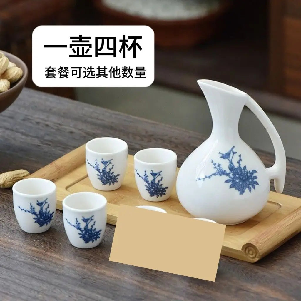 DecorBites™ Ceramic Wine Set Dispenser Antique Pot Liquor Cup Warming Container