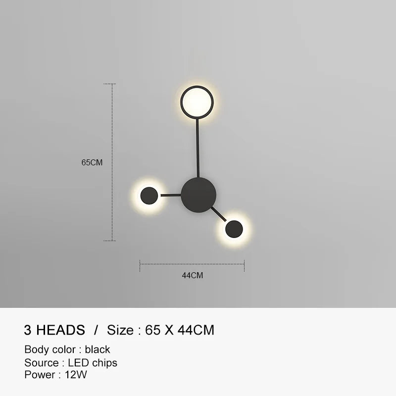 DecorBites™ مصباح حائط LED أسود ذهبي مناسب للاستخدام الداخلي في غرف النوم والمعيشة والسلالم والبار