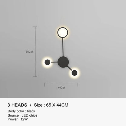 DecorBites™ مصباح حائط LED أسود ذهبي مناسب للاستخدام الداخلي في غرف النوم والمعيشة والسلالم والبار