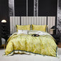 Decobites Luxury Jacquard Yellow Champagne Bedding Set with Satin Finish - 4-Piece