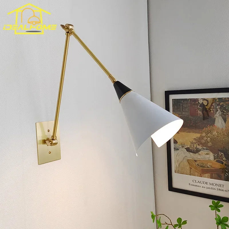 DecorBites™ Athena Black/Gold Lustre LED Swing Arm Wall Lamp - E27 Kitchen Island Sofas Cafe