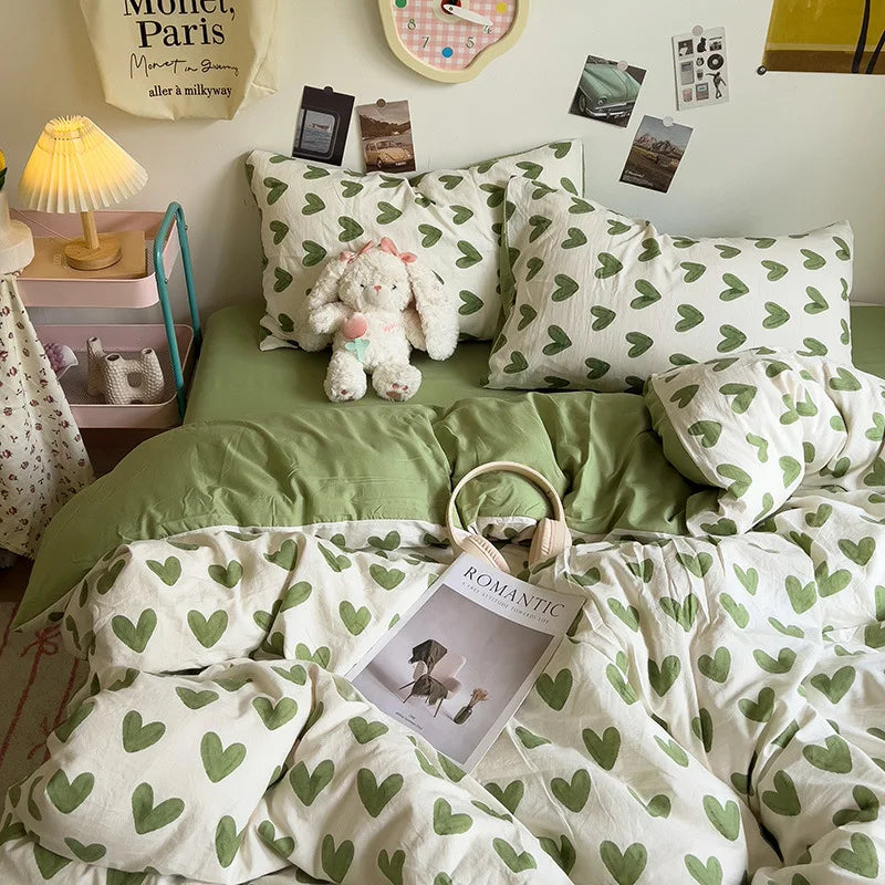 DecorBites™ Korean Floral Print Single Duvet Cover: Sweet Comfort, All Seasons, Skin-Friendly