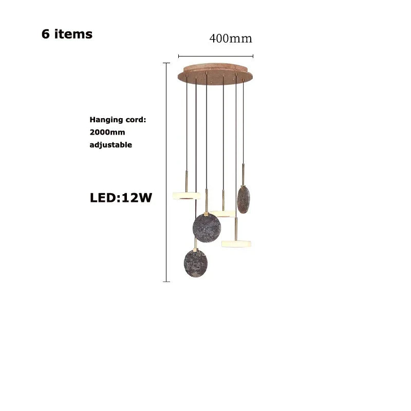 DecorBites™ Deco Wood & Marble LED Chandelier for Dinning Room