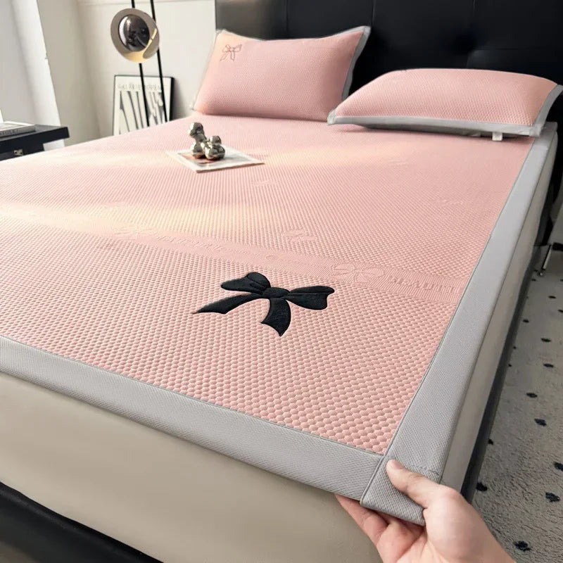 DecorBites™ Butterfly Knot Jacquard Ice Bean Cool Mat 2Pcs Set - Soft, Breathable Summer Cushion