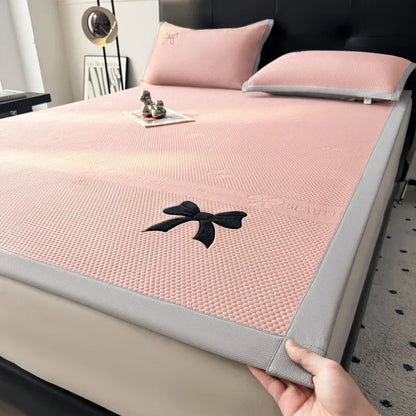 DecorBites™ Butterfly Knot Jacquard Ice Bean Cool Mat 2Pcs Set - Soft, Breathable Summer Cushion