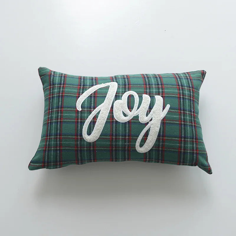 DecorBites™ Christmas Cartoon Letter Embroidered Pillow Cover Festive Sofa Cushion