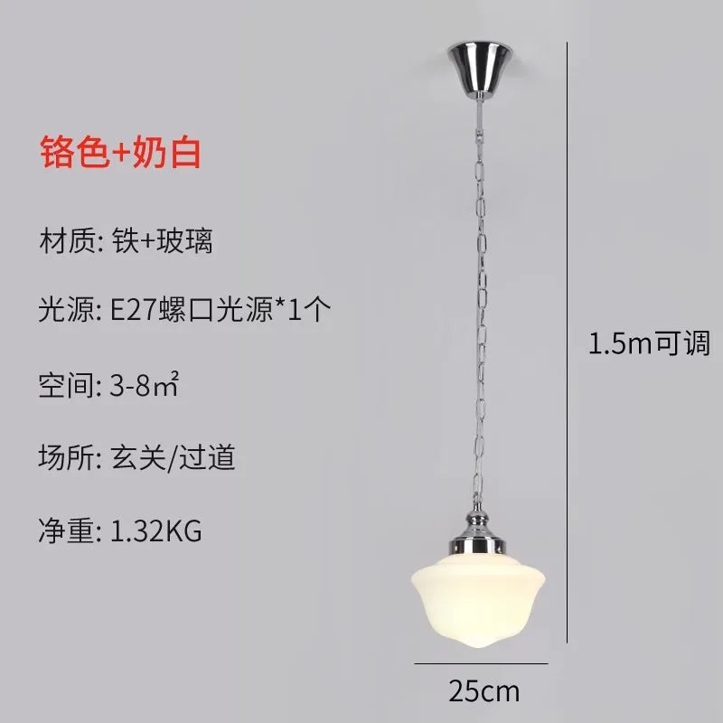 Lámpara colgante DecorBites™ de cristal color crema con casquillo LED E27, estilo retro, ideal para dormitorio, cocina o restaurante.