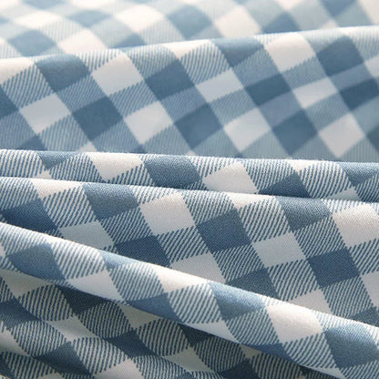 DecorBites™ Japanese Grid Printed Cotton Bedding Set in Queen/King for Cozy Sleep