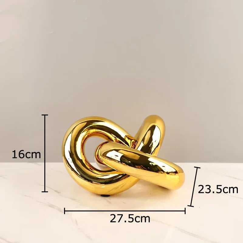 DecorBites™ Gold-plated Knot Ornaments: Modern Geometric Resin Desk Decor & Room Craft