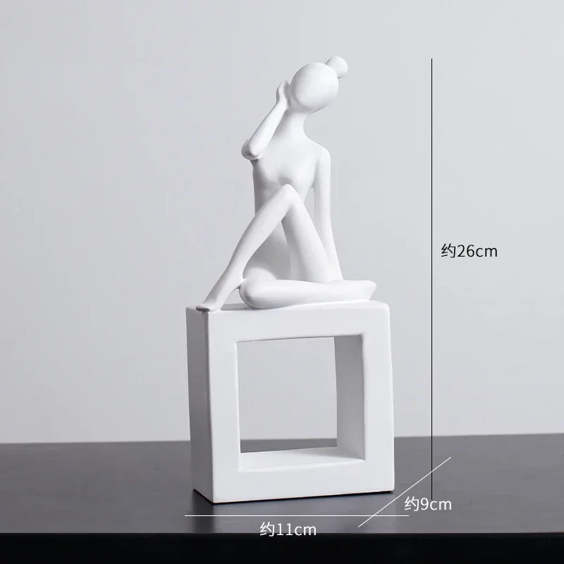 Escultura de figuras abstractas, minimalismo moderno, decoración de habitaciones, artesanías, estética DecorBites™