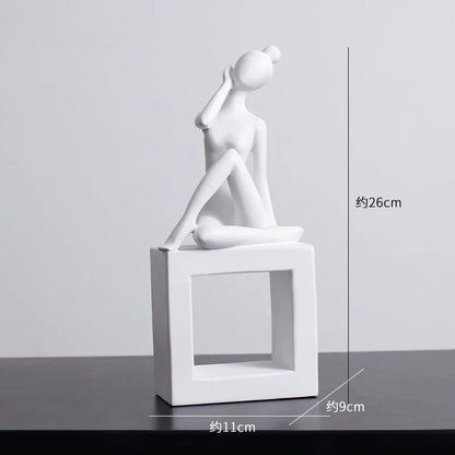 Escultura de figuras abstractas, minimalismo moderno, decoración de habitaciones, artesanías, estética DecorBites™