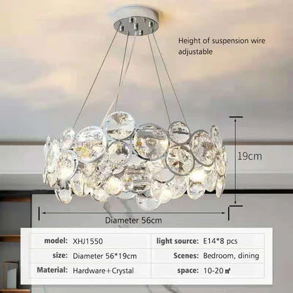 DecorBites™ Crystal Ring Chandelier Chrome Ceiling Pendant Light