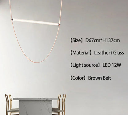 DecorBites™ BELT LED Pendant Lamp: Minimalist Leather Hanging Light for Dining Room Home Decor