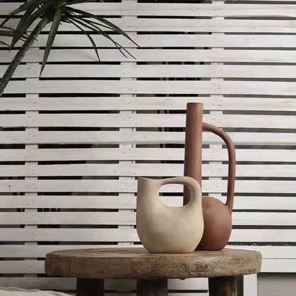 مزهرية هندسية من الفخار الحجري من DecorBites™، زينة فنية عتيقة لديكور المنزل