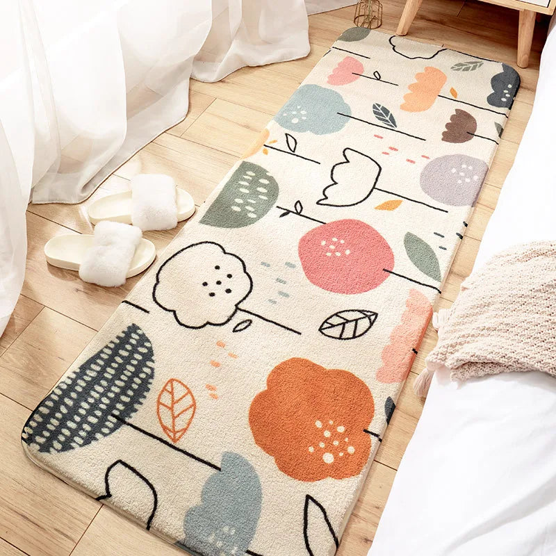 Decobites Cozy Faux Lamb Wool Bedside Rug for Bedroom Decor Anti-Slip Soft Living Room Carpet