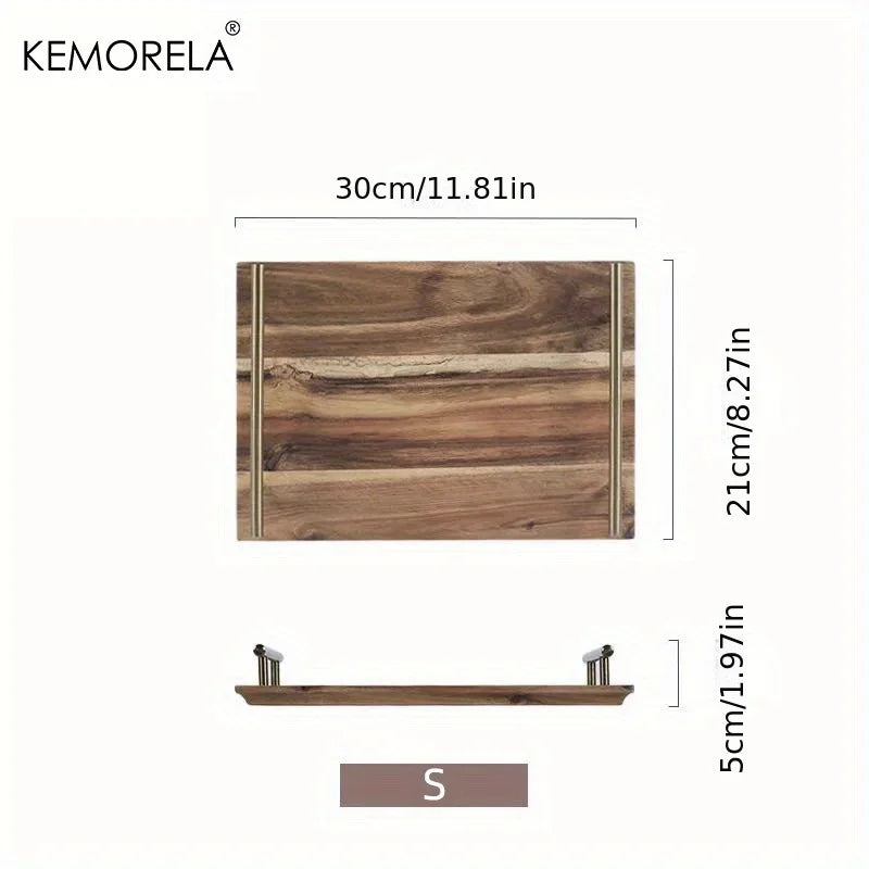 Bandeja de madera DecorBites™ Lovesickness con asa metálica | Elegante plato para fruta y sushi