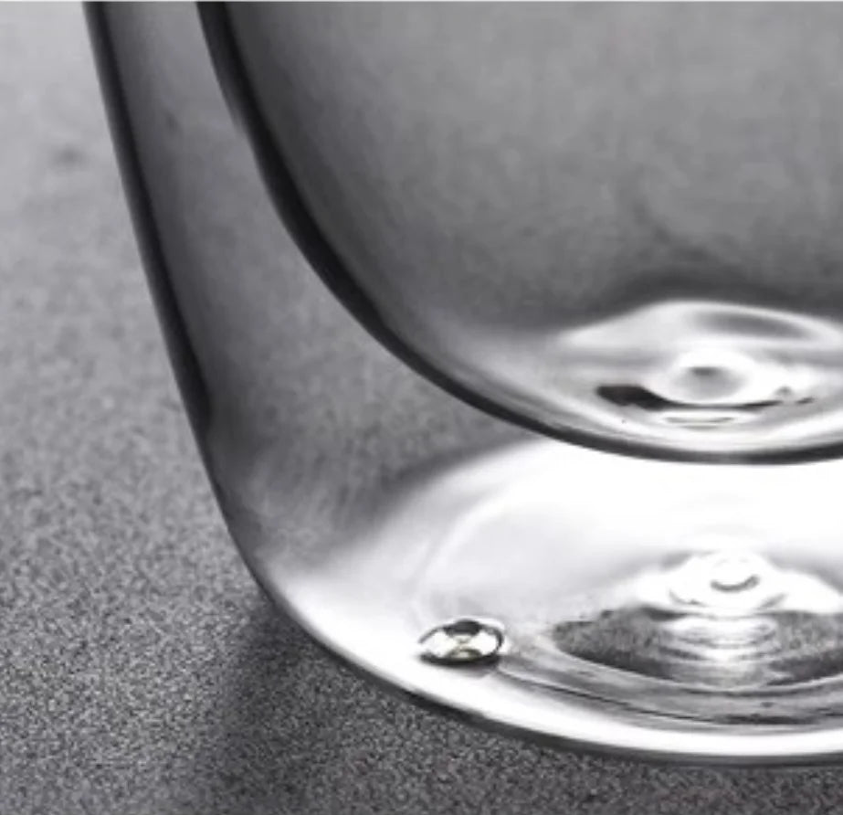 DecorBites™ Double Deck Insulated Glass Coffee Mug With Lid Heat Resistant Water Cup