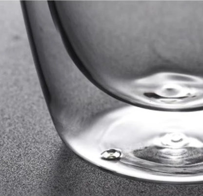 DecorBites™ Double Deck Insulated Glass Coffee Mug With Lid Heat Resistant Water Cup